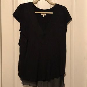 Black Semi-Sheer Black Blouse with Lace Back